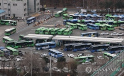 버스공영차고지 주차되어 있는 시내버스들