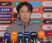 귀국 후 기자회견하는 홍명보 감독