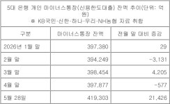 5월 신용대출, 주담대보다 100배 넘게 늘어…머니무브 속 '빚투'