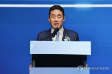 취임사하는 이호진 한국배구연맹 신임 총재