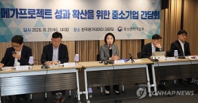 메가프로젝트 성과 확산을 위한 중소기업 간담회 참석한 이소영 장관