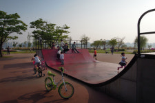 한강에서 봄을 맞는 사람들