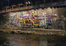 정선도시재생지원센터, 지장천 옹벽 조형물 설치 눈길