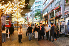 의왕 갈미상가 벚꽃나무 길 점등…빛의 거리 대변신