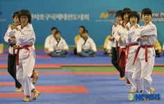 청소년시범단의 품새 시연