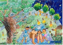 행복한 가족그림 보며 가족의 소중함 느껴요