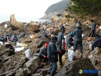 천안경찰서 직원들 보령 고대도 기름제거 봉사활동
