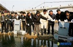 많은 회귀를 기원하며 어린연어를 방류합니다~
