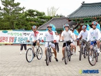 현충사 도착한 이순신장군 백의종군로팀