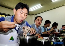 삼계탕으로 중복 맞는 현대건설 직원들
