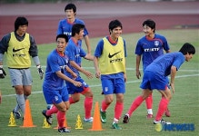 밝은 분위기의 축구대표팀