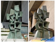 세종문화회관 앞 천하대장군 희 작품수복 전후