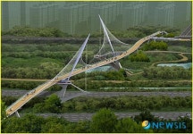 비상하는 한쌍의 학을 형상화한 문화다리