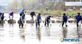 물의 날 맞아 원천천 정화활동 벌이는 삼성전자 직원들