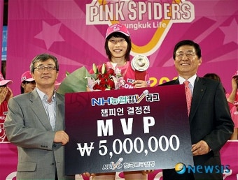 챔피언결정전 MVP로 선정된 김연경