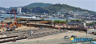 여수 엑스포 역, 공사 한창