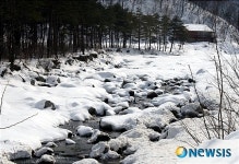 아름다운 설경을 연출하고 있는 진부령계곡