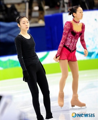 [2010밴쿠버]함께 연습하는 김연아와 아사다 마오