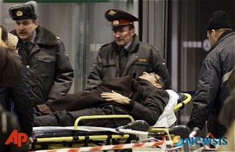 모스크바 공항 테러부상자 병원 이송