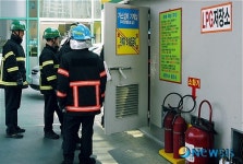 가스충전소에서 실시된 소방 훈련