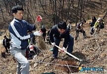 정성스레 나무 심는 서울체신청 직원들