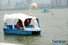 강바람 맞으며 타는 오리배