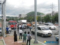 경주, 서라벌대 입구에서 발생된 교통사고 현장