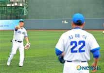 경기 전 몸 푸는 김성한, 최해식