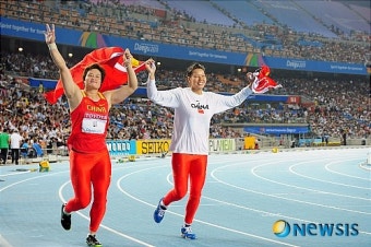 [대구세계육상]여자 원반던지기 우승 차지한 중국의 리 얀펑