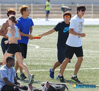 [대구세계육상]훈련중인 한국육상대표팀