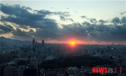 붉은 노을에 물드는 하늘