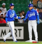 우익수 앞 1루타 날리는 삼성 김상수