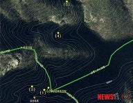 조선왕조실록 보존터로 유력시 되는 지점 위성사진