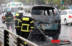 염곡사거리 승합차 화재