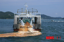 여수 월호수도 황토 살포