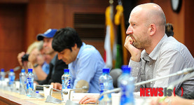 건국대 학생들 발언 경청하는 유럽기자단