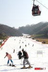 개장 첫날 스키장 찾은 스키어들