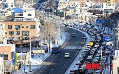 대전 눈 출근길 꽉막힌 도로