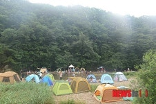 문산천 피서객들의  텐트