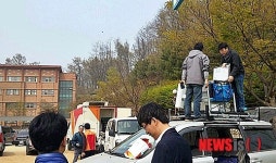 이동기지국 설치하는 SK텔레콤