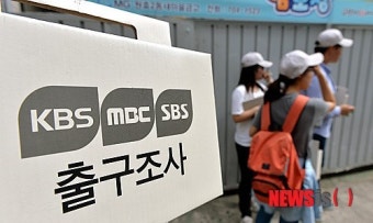 출구조사하는 조사원들