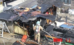 화재진압하는 소방대원