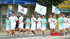 인천아시아경기대회 성화 충주에 안치