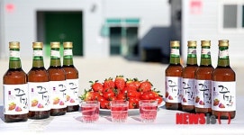 해남 자색고구마 원료로 만든 붉은색 소주 출시
