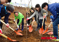 나무 심는 윤성규 환경부 장관