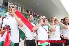 [광주U대회] 조정경기서 자국 선수 응원하는 외국인 선수들