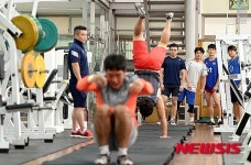 훈련하는 복싱 대표팀 선수들