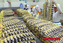 추석 선물세트 작업하는 직원들