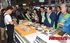 이교범 하남시장 전통시장을 살립시다 신장시장 방문