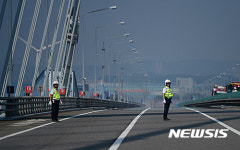 전면 통제 된 영종대교 상부